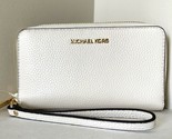 New Michael Kors Jet Set Travel Large Flat phone case Leather Light Cream - $71.16
