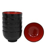Japanese Black Red Lacquer Copolymer Plastic Rice Bowl Beehive Pattern S... - $40.22 CAD