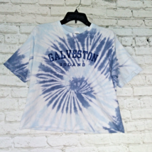 Spectra T Shirt Womens Medium Blue Tie Dye Crew Neck Galveston Island Crop Top - £12.67 GBP