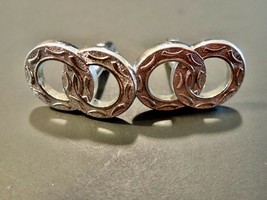 Swank Cufflink Silvertone Double Ring Cuff Links - $14.60