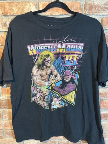 Primary image for WWE Mens T-Shirt Size XL Black Authentic Wear Wrestlemania VI Macho Man Warrior