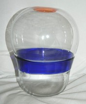 Vintage Modern European Eames Era Mid Century Art Studio Orange Blue Glass Vase - £168.40 GBP