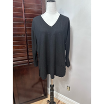 Vince Camuto Womens Casual Top Black Long Sleeve V Neck Knit M New - $22.19