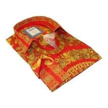 Men's AVM Crystal Shirt Medallion Medusa Cotton Turkey Slim Fit 9628-07 Red image 6