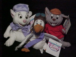 8&quot; Bernard Bianca and Orville Bean Bags With Tags From Disney The Rescuers  - $24.74