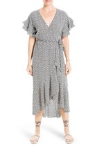 Max Studio Ladies SS Ruffle Crepe Asymmetrical Wrap Midi Dress MSRP 128  NWT S - £58.07 GBP