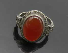 UNCAS 925 Silver - Vintage Carnelian Victorian Cocktail Ring Sz 6 - RG19647 - $44.66