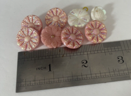 Lot 8 Pink and White Sparkling Floral Buttons - £11.63 GBP