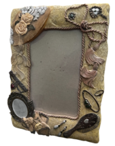 3D Ceramic 4x6 Photo Frame Resin Victorian Hat Brush Cameo Mirror Pearl ... - $19.75
