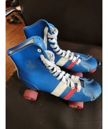 vintage official roller derby metal roller skates vtg 1970s blue white r... - $14.50