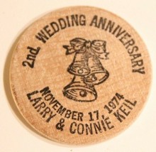 Vintage Wooden Nickel Wedding Anniversary 1974 - $5.93