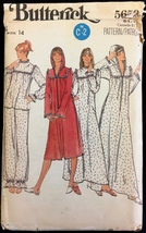 Uncut 1970s Size 14 Bust 36 Hooded Robe Nightgown Pajamas Butterick 5659... - £5.50 GBP