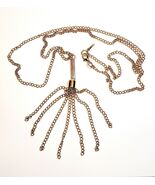 Vintage Industrial Glam Necklace Costume Handmade 7 Chain Dangle B66 Maine - $29.25 CAD