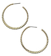 Napier Gold-Tone Rope 1.5&quot; Diameter Hoop Post Earrings NEW - £9.46 GBP