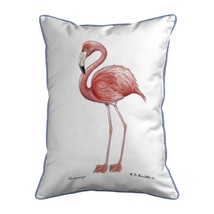 Betsy Drake Flamingo White Background Large Corded Indoor Outdoor Pillow 16x20 - £36.87 GBP