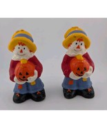 Vintage Scarecrow Halloween Candles Set Of 2 Pumpkin Decorative Wax - £11.47 GBP