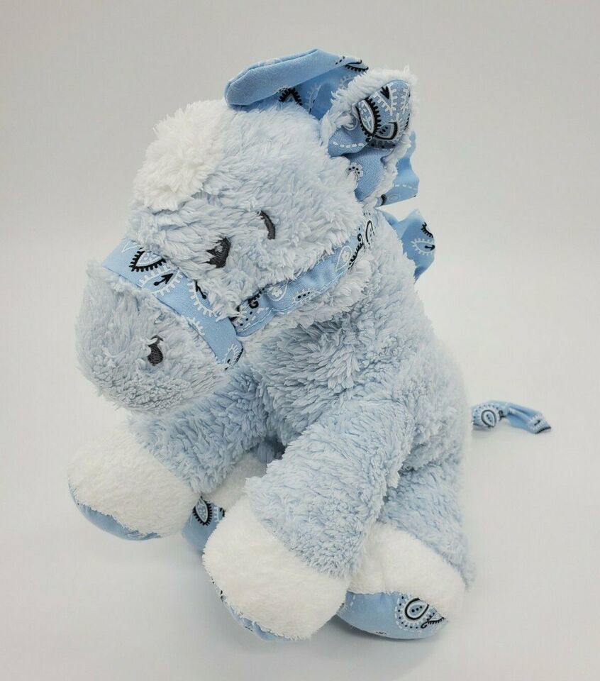 11" Aurora Baby Blue Horse Pony Paisley Bandana Plush Stuffed Lovey Toy  B305 - £14.95 GBP
