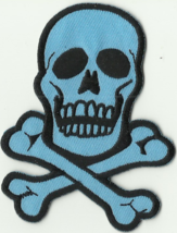 Skull &amp; Bones 1990&#39;S Embroidered Vintage SEW/IRON On Patch No Longer Made Blue - $5.21