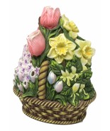 PartyLite Spring Floral Bouquet Tealight Candle Holder Ceramic Flower Ba... - $19.98