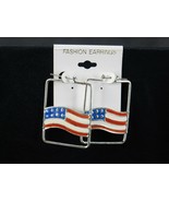 Fashion Jewelry Earrings ~ Americana, Flag Design, Large Square Hoops, S... - $185.63 MXN