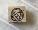 Stampin Up 2001 Vintage Hedgehog Holding a Christmas Ornament Rubber Stamp - $11.88