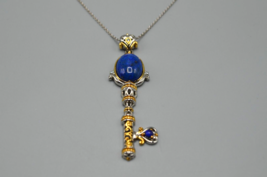 Key Pendant Lapis Lazuli Accents SV 925 NH Stamp Sterling Silver Chain Vermeil - £69.59 GBP
