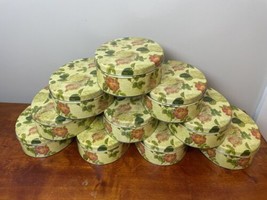 Set Of 10 Oval Yellow Floral Matching Tins - $14.03