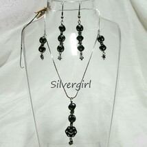Fantasy Moon and Stars Black Czech Necklace Earring Set - $20.00