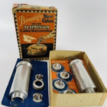 Aluminum Cake Decorating Kit With Tips Original Box Vintage Metal - £9.98 GBP