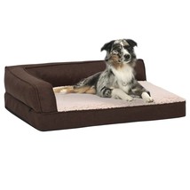 Ergonomic Dog Bed Mattress 75x53 cm Linen Look Fleece Brown - £35.26 GBP