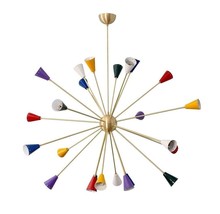Stilnovo Style 24 light Mid Century Brushed Brass Sputnik chandelier light - £349.96 GBP