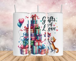 Skinny Tumbler with Straw, 20oz/30oz, Gifts of Love, Present Tree, awd-235 - £27.45 GBP+