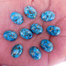 12x16 mm Oval Natural Composite Blue Copper Turquoise Cabochon Gemstone 10 pcs - £28.63 GBP