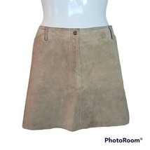 Hugo Buscati Tan Genuine Suede Mini Skirt sz 12 - £36.50 GBP
