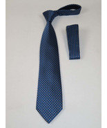 Men&#39;s 100% Silk Woven Tie Hankie Set J.Valintin Private Collection J25 Blue - £23.48 GBP