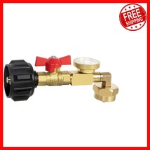 Effortless Propane Refill Adapter with Valve &amp; Gauge - Solid Brass 90-De... - $519.78 MXN