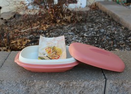 TUPPERWARE Meals In Minutes Oval Micro Steamer Pink Rose Microwave Serving  - £27.58 GBP
