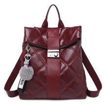 Retro Women Backpa Multifunction  Bags Fashion School Bags Plaid Leather Backpac - $149.73