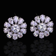 Snowflake Ear Stud Super Flash Water Drop Flower Zircon Earrings Elegant Crystal - £7.96 GBP
