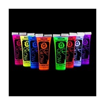 UV Glow Neon Face and Body Paint Set of 8 Tubes - Fluorescent - Brightest glow u - £17.86 GBP