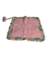 Vintage Handmade Crochet Knit Baby Doll Blanket Small Cover Pastel Borde... - £14.63 GBP