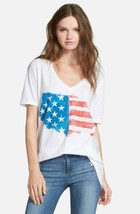 Chaser La Burnout American Flag V-Neck White Tee Shirt Top L - Free Shipping - £70.04 GBP
