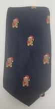 Cape Cod Mens Navy Neck Tie Christmas Teddy Bear with Santa Hat - $224.77 MXN