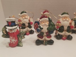 Lot Of 9 Vintage Ceramic Santa And Snowman Ornaments - £20.55 GBP