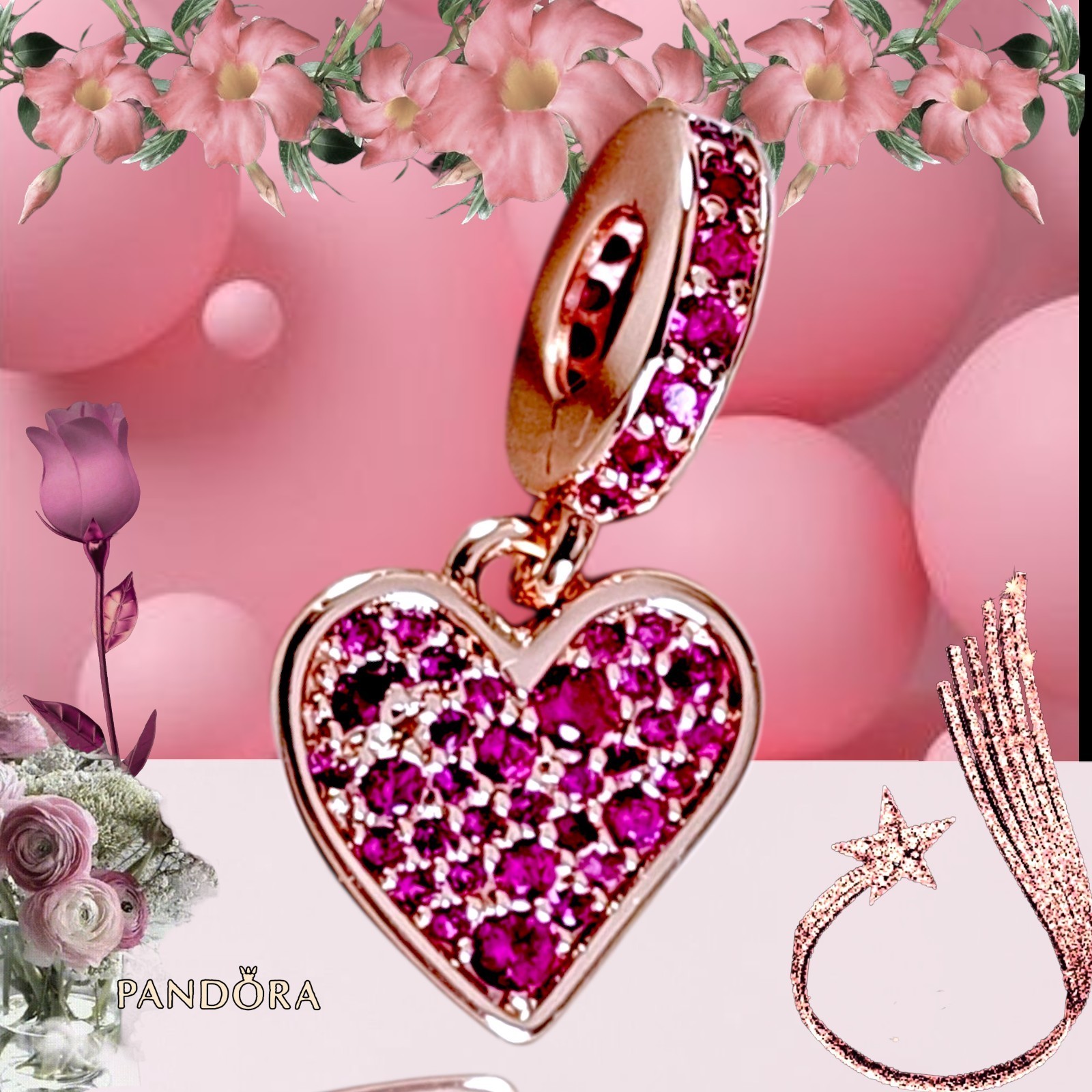 Pandora Charm, Rose Gold Plated Red Freehand Heart  #789565C01 US SELLER  Item image 10