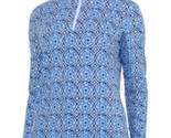 NWT Ladies G LIFESTYLE BLUE MEDALLION Long Sleeve Mock Golf Shirt S M L XXL - £51.94 GBP