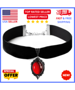 Gothic Choker Pirate Necklace for Women Blood Red Goth Necklaces Grunge ... - $10.39