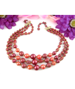 3 Strands Vintage CRANBERRY Pink Shade Beads Graduated Multi Beaded 17-2... - £14.78 GBP