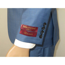 Men Suit BERLUSCONI Turkey 100% Italian Wool Super 180's 3pc Vested #Ber25 Blue image 5