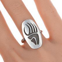 sz6 Vintage Native American silver claw form overlay ring - $54.45